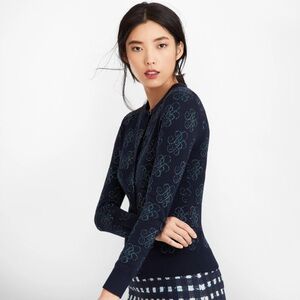 Brooks Brothers Shimmer-Knit Supima Cotton-Blend Signature Cardigan Sweater Navy